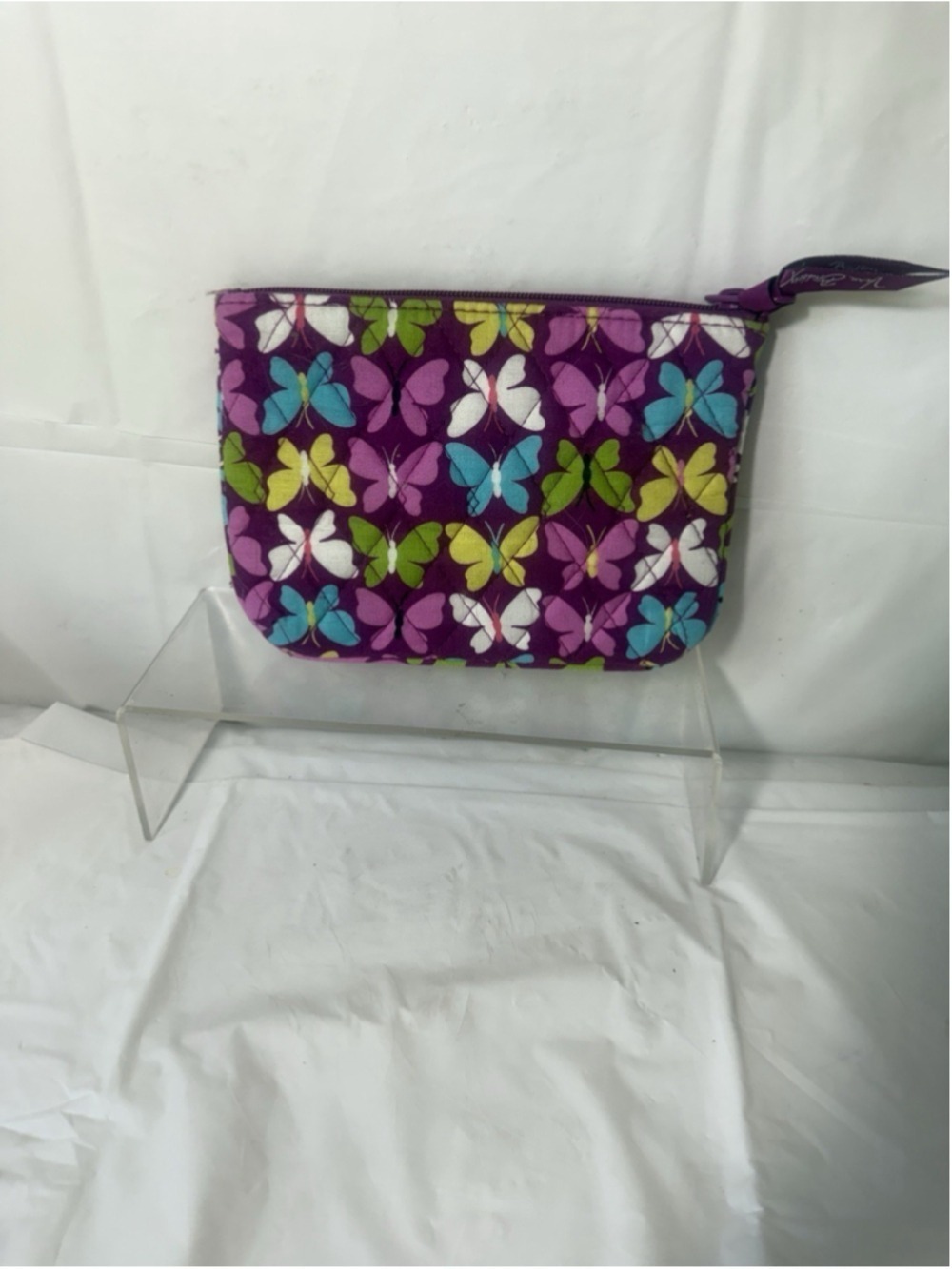 Vera Bradley Cosmetic Bag FLUTTERBY BUTTERFLIES Zip Pouch Wallet